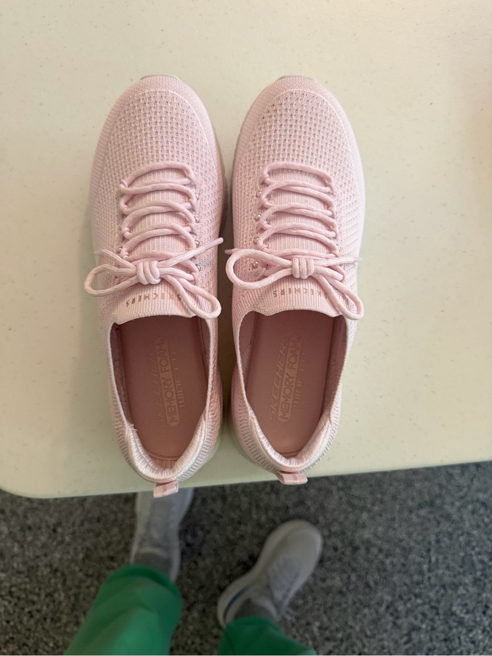 Skechers Light Pink Knit Slip-On Sneakers